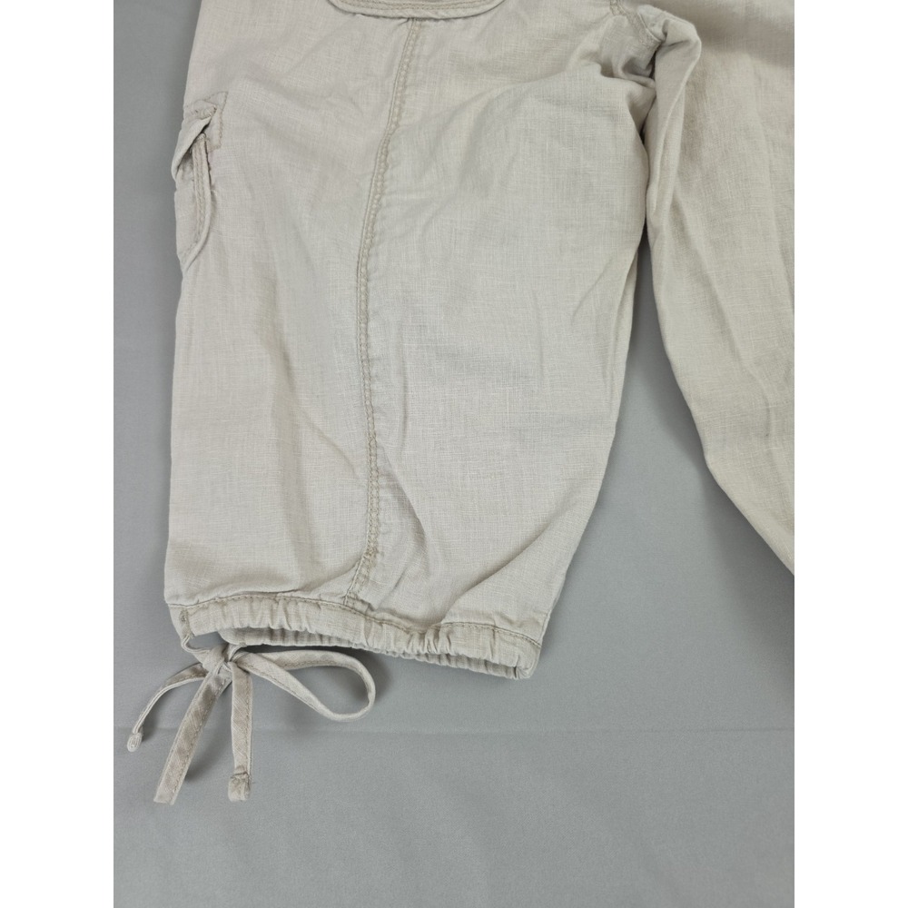 Sonoma Shorts Beige Womens 6 Linen Cotton Blend Bermuda Cargo Pockets Drawstring - Picture 14 of 14